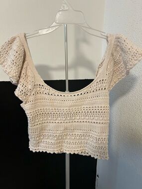 Sincerely Jules Cream Crochet Scoop Neck Crop Top